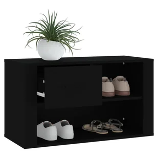 Szafka na buty, czarna, 80x35x45 cm, materiał drewnopochodny - Szafki na buty - miniaturka - grafika 5