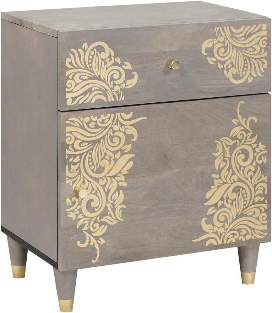 vidaXL Szafka Nocna z szufladą Szary 50 x 33 x 60 cm lite drewno mango