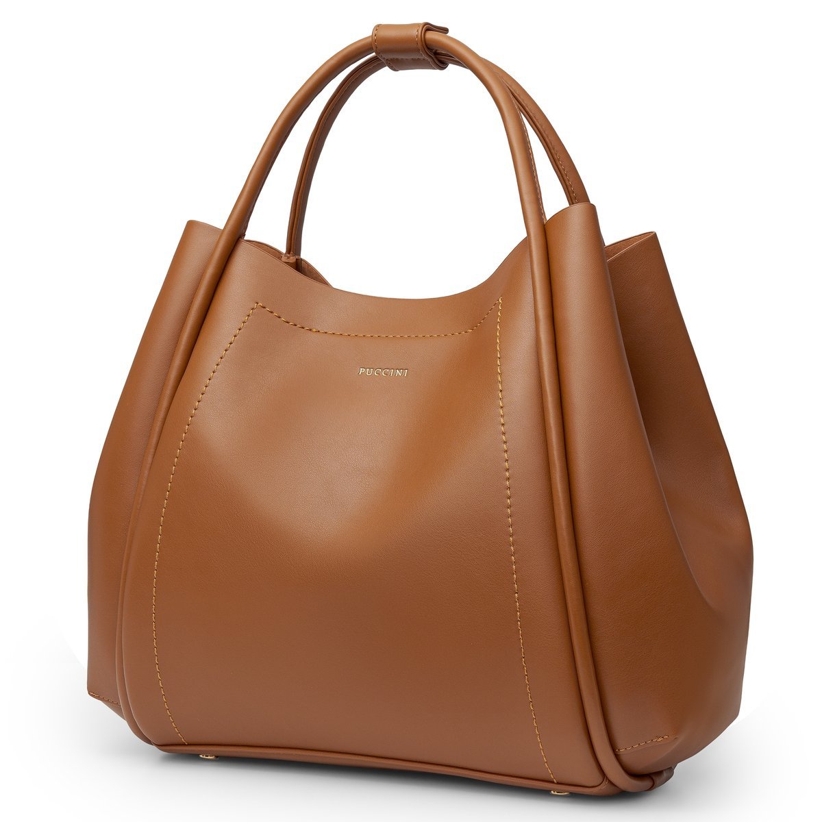Torebka Damska Worek Shopper Duża Brązowa Ekoskóra PUCCINI BK1261000D-2B