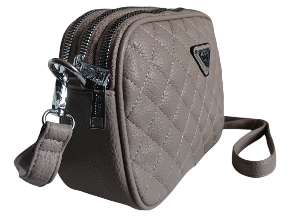 Szara Torebka Damska, Mała Pikowana Listonoszka Na Ramię, Kuferek Damski