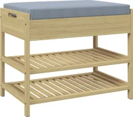 Szafki na buty - HOMCOM Ławka na buty z 2 półkami, ławka z szufladą, wieszak na buty, wieszak na 4 pary butów, do przedpokoju, korytarza, bambus, naturalny, 55 x 35 x 46 cm - miniaturka - grafika 1