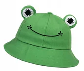 Czapki damskie - Kapelusz Rybacki Bucket Hat Żabka Czapka Żaba Zielony - miniaturka - grafika 1