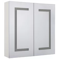 Szafki łazienkowe - Beliani Szafka łazienkowa wisząca z lustrem LED 60 x 60 cm biała MAZARREDO - miniaturka - grafika 1
