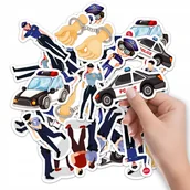 Szkolne artykuły papiernicze - NAKLEJKI NA ZESZYT NALEPKA Z POSTACIAMI POLICJA BANDYTA MANDAT WZORY 10SZT - miniaturka - grafika 1