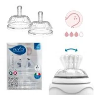 Smoczki do butelek - Nuvita Zestaw smoczków o szerokim przepływie 3 m+ i zaworek 2 szt. - miniaturka - grafika 1