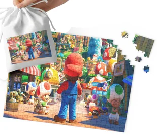 PUZZLE - SUPER MARIO WZORY Z BAJEK I GIER PREZENT NA ŚWIĘTA 192el WORECZEK - Puzzle - miniaturka - grafika 1