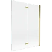 Parawany nawannowe - Mexen Mist parawan nawannowy 2-skrzydłowy prawy 130 x 150 cm, transparent, złoty - 8A9-130-002-50-00-P - miniaturka - grafika 1