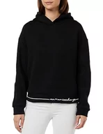 Bluzy damskie - Armani Exchange Damska bluza z kapturem w paski z kontrastowym logo, bluza z kapturem, czarny, XS - miniaturka - grafika 1