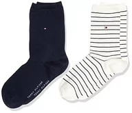 Skarpetki damskie - Tommy Hilfiger Skarpety damskie - małe paski (2-pak), białe, 39/42 (2 sztuki), Złamana biel, 74-77 EU - miniaturka - grafika 1