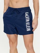 Kąpielówki męskie - Calvin Klein Swimwear Szorty kąpielowe KM0KM01004 Granatowy Regular Fit - miniaturka - grafika 1