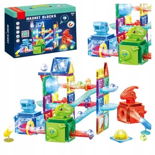 Świecący Tor Magnetyczny Led Klocki Konstrukcyjne Dinozaury Zestaw 123 El - Klocki Świecący Tor Magnetyczny Led Klocki Konstrukcyjne Dinozaury Zestaw 123 El - Klocki - miniaturka - grafika 1