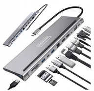 Huby USB - Stacja dokująca HUB USB-C 12w1 RJ45 2x HDMI 4K M1 - miniaturka - grafika 1