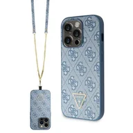 Etui i futerały do telefonów - Guess GUHCP14LP4TDSCPB iPhone 14 Pro 6.1" niebieski/blue hardcase Crossbody 4G Metal Logo - miniaturka - grafika 1