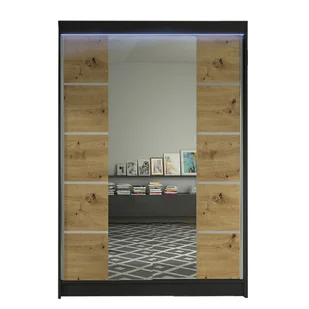 Szafa z drzwiami przesuwnymi Lino V z oświetleniem RGB, Czarny / Dąb Artisan - Szafy Szafa z drzwiami przesuwnymi Lino V z oświetleniem RGB, Czarny / Dąb Artisan - Szafy - miniaturka - grafika 1