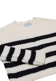 Libbi Damski sweter w paski Wełna CZARNY XS/S, wełniany biały czarny, XS - Swetry damskie - miniaturka - grafika 1