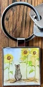 Breloki - Brelok do kluczy K41 Kot i słoneczniki - miniaturka - grafika 1