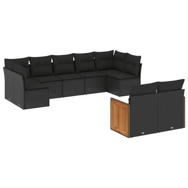 Modułowy zestaw mebli ogrodowych z poduszkami, czarny, rattan PE, 62x62x69