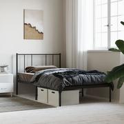 Łóżka - Metalowa rama łóżka z wezgłowiem, czarna, 90x190 cm Lumarko! - miniaturka - grafika 1
