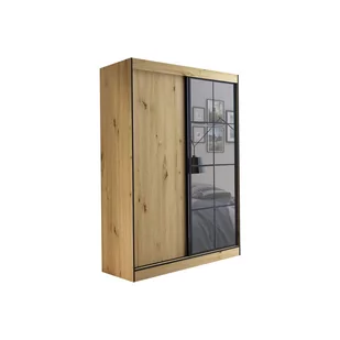 Szafa Oslo II 150 z Lustrem Jurek Meble Dąb Artisan, Czarny - Szafy - miniaturka - grafika 1