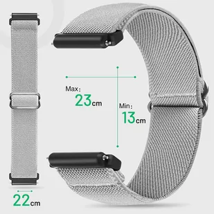Pasek elastyczny Uniwersalny nylonowy Alogy Nylon opaska do zegarka Smartwatcha 22mm Szary - Akcesoria do smartwatchy - miniaturka - grafika 3