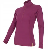 Bielizna sportowa damska - Bluza termoaktywna damska Sensor Merino DF Tee L/S Zip - lilla rozmiar: s - miniaturka - grafika 1