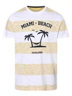 Koszulki męskie - Jack & Jones - T-shirt męski  JJSummer, żółty|biały - miniaturka - grafika 1