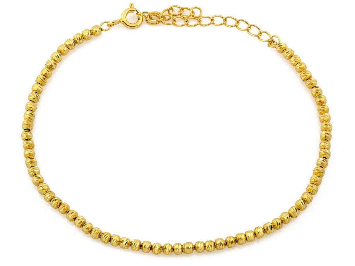 Bransoletka z pozłacanych kulek 925 srebrna 3.4g diamentowane kulki 21cm