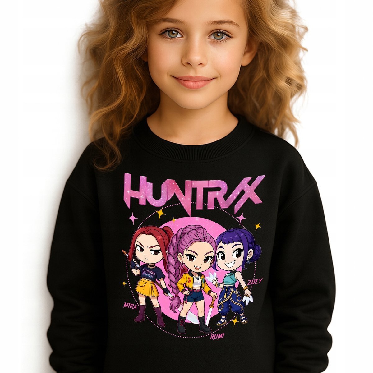 Bluza Dziecięca Czarna HUNTRIX KPOP GIRLS K-pop Muzyka Wzory Rozmiar 140 cm