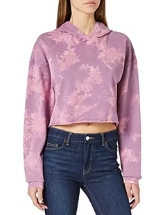 Urban Classics Damska bluza z kapturem, oversize, z bleached, czarny/szary, XL - Bluzy damskie - miniaturka - grafika 1