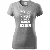 Koszulki i topy damskie - Damska Koszulka z Nadrukiem 30 lat minęło jak jeden dzień na Prezent ciemnoszary melanż L - miniaturka - grafika 1