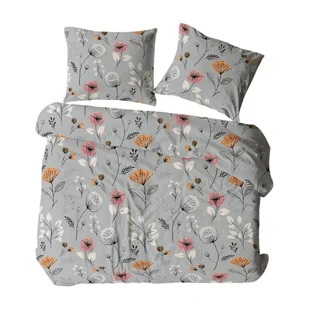 Pościel z kory 200x220 szara wielokolorowa kwiaty Bielawa KARO - Pościel - miniaturka - grafika 1