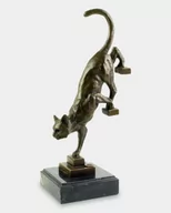 Figurki dekoracyjne - Kot Idący po Schodach Rzeźba z Brązu - miniaturka - grafika 1