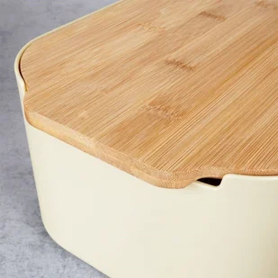 CHLEBAK Z DESKĄ BAMBUSOWĄ KREMOWY 259303 - Chlebaki - miniaturka - grafika 6