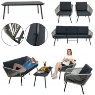 Meble ogrodowe - ZESTAW MEBLI OGRODOWYCH NA BALKON TARAS DO OGRODU VENEZIA PRO 5OS. SZARY - miniaturka - grafika 1