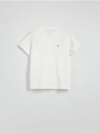 Koszulki i topy damskie - Reserved - T-shirt regular z drobnym haftem - złamana biel - miniaturka - grafika 1
