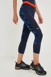 Spodnie sportowe damskie - Salewa legginsy funkcyjne kolor granatowy - grafika 1