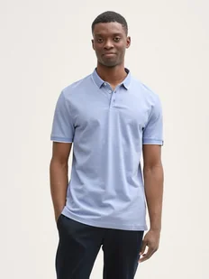 KOSZULKA POLO MĘSKA Z LOGO NA RĘKAWIE TOM TAILOR Brunnera Blue Two Tone S - Koszulki męskie - miniaturka - grafika 1