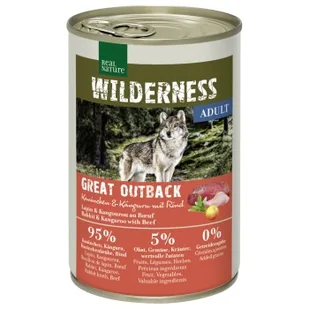 REAL NATURE WILDERNESS Adult Great Outback – Królik z kangurem i wołowiną 6x400 g - Mokra karma dla psów - miniaturka - grafika 1