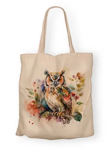 Torba bawełniana z nadrukiem sowa - Torby i wózki na zakupy - miniaturka - grafika 1