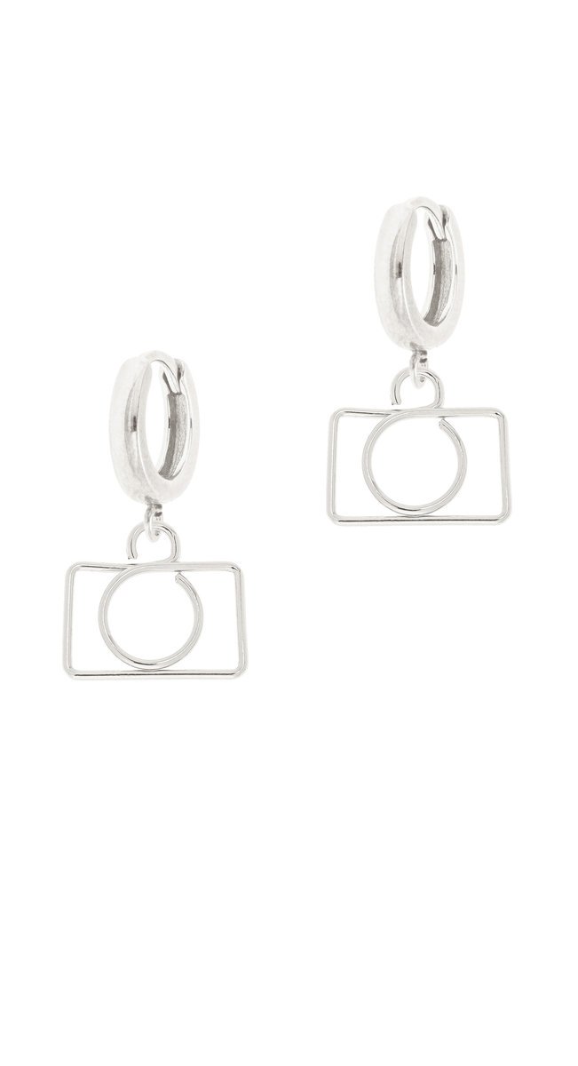 Srebrne kolczyki z aparatami fotograficznymi