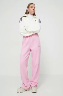 Spodnie damskie - Ellesse spodnie dresowe kolor różowy gładkie - grafika 1
