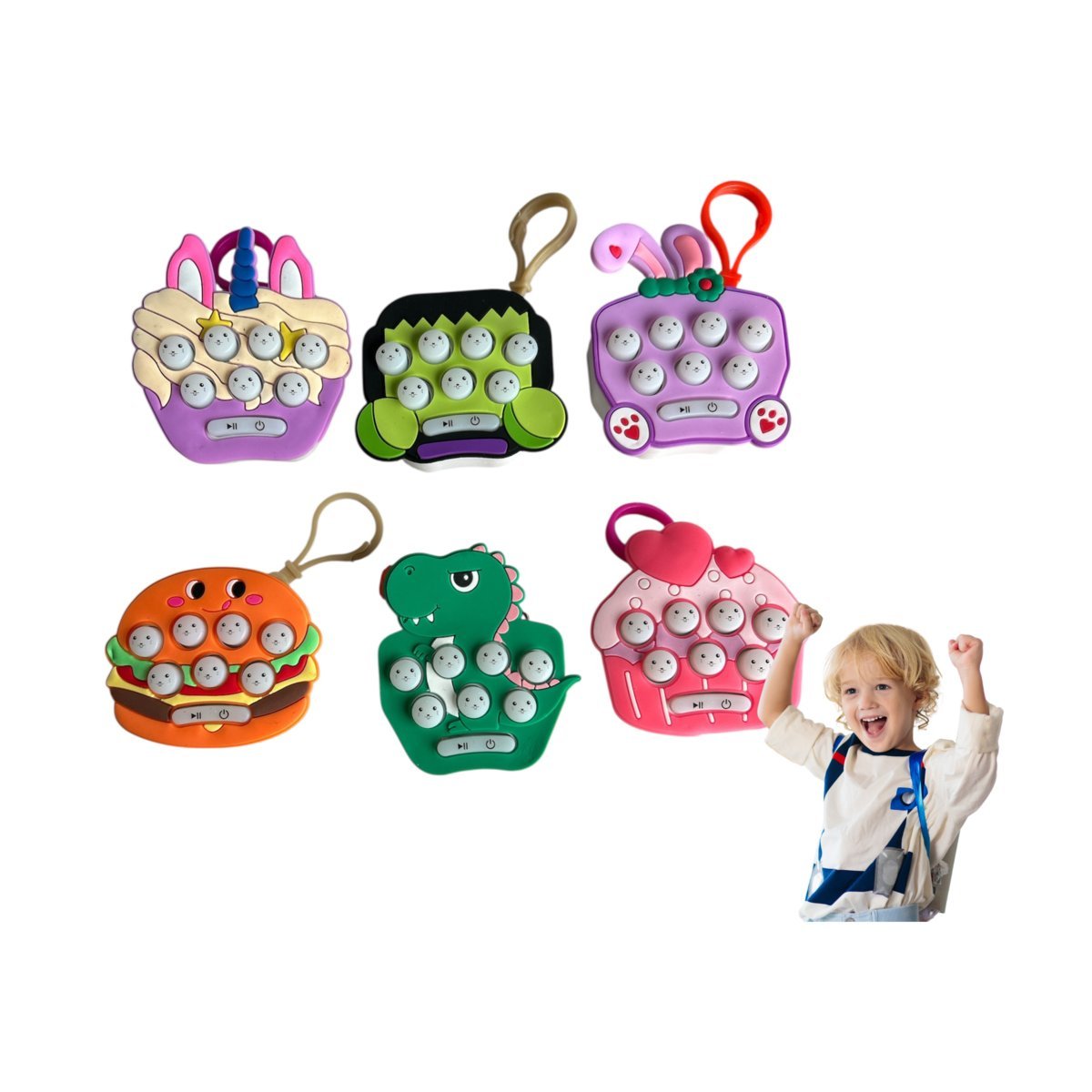 Brelok gra zręcznościowa zbijanie wiewiórki super rozrywka POP IT zabawka antystresowa