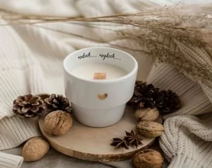 Świeca sojowa w kubku bez ucha, 300 ml, wdech...wydech KASZMIR - Świece - miniaturka - grafika 1