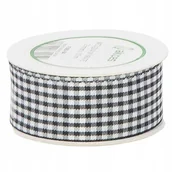 Pasmanteria - Wstążka w kratkę biało - czarna 25mm - 10mb - miniaturka - grafika 1