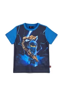 Koszulki dla chłopców - Lego t-shirt bawełniany dziecięcy kolor niebieski z nadrukiem - grafika 1