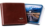 Portfele - Męski portfel skórzany Peterson bez zapięcia elegancka portmonetka z ochroną RFID, brązowy - miniaturka - grafika 1