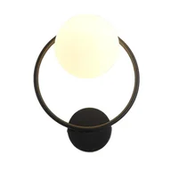 Lampy ścienne - Kinkiet lampa ścienna lampa na ścianę czarna szklana kula LED E27 - miniaturka - grafika 1