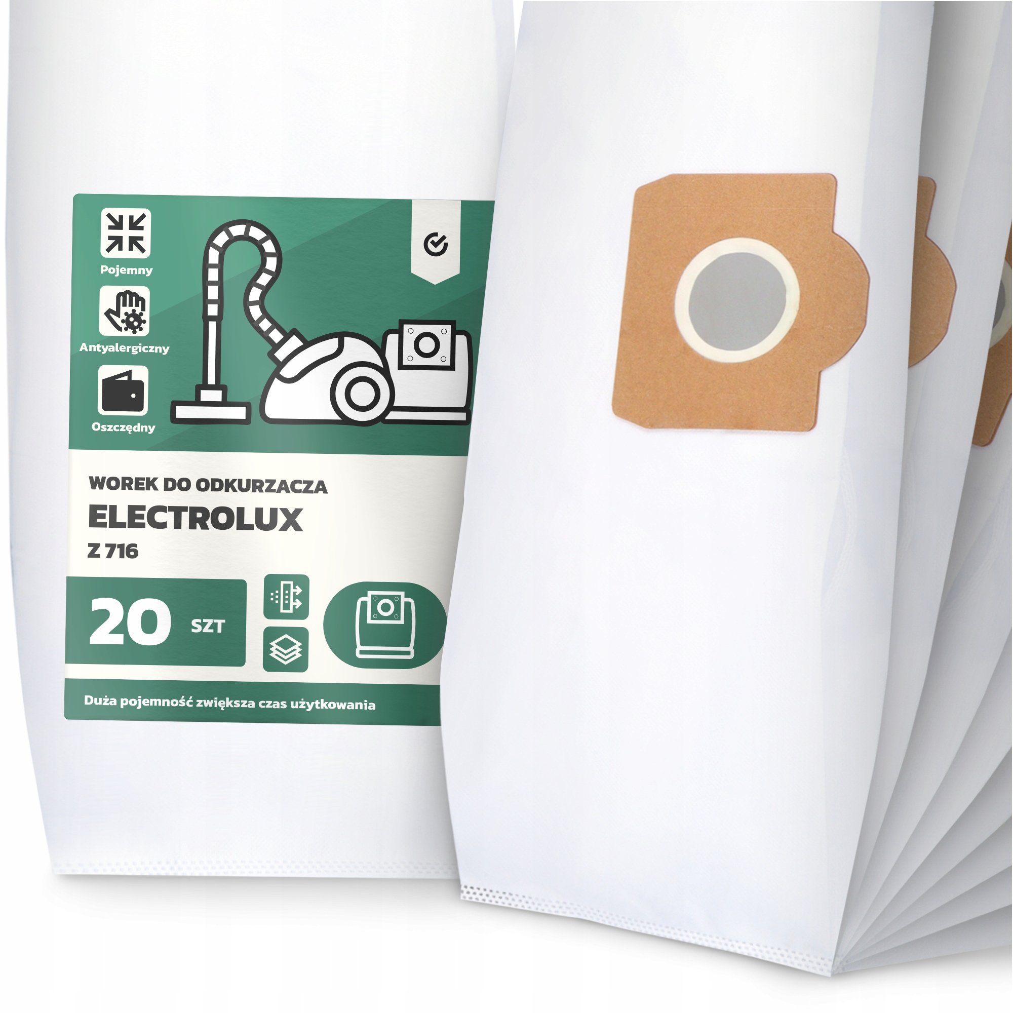 20x Worek do Odkurzacza Electrolux Z 716 Syntetyczny Pojemny Odporny Worki