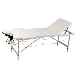 vidaXL vidaXL Kremowy składany stół do masażu 3 strefy z aluminiową ramą - Stoły i łóżka do masażu - miniaturka - grafika 1