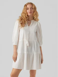 Vero Moda Sukienka letnia Pretty 10279712 Biały Regular Fit - Sukienki - miniaturka - grafika 1